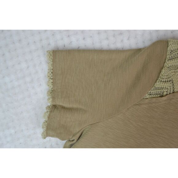 Miss Me Women's Large Tan V-Neck Short Sleeve Blouse - Picture 5 of 14